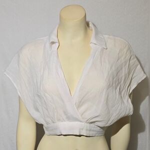 Love Tree White Cropped‎ Wrap Blouse